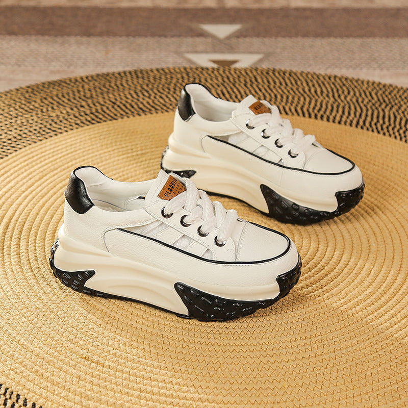 loveccr Small Casual Shoes for Women Summer New Versatile Thick Bottom Hollow out Dad Shoes Fashion Retro Sneaker