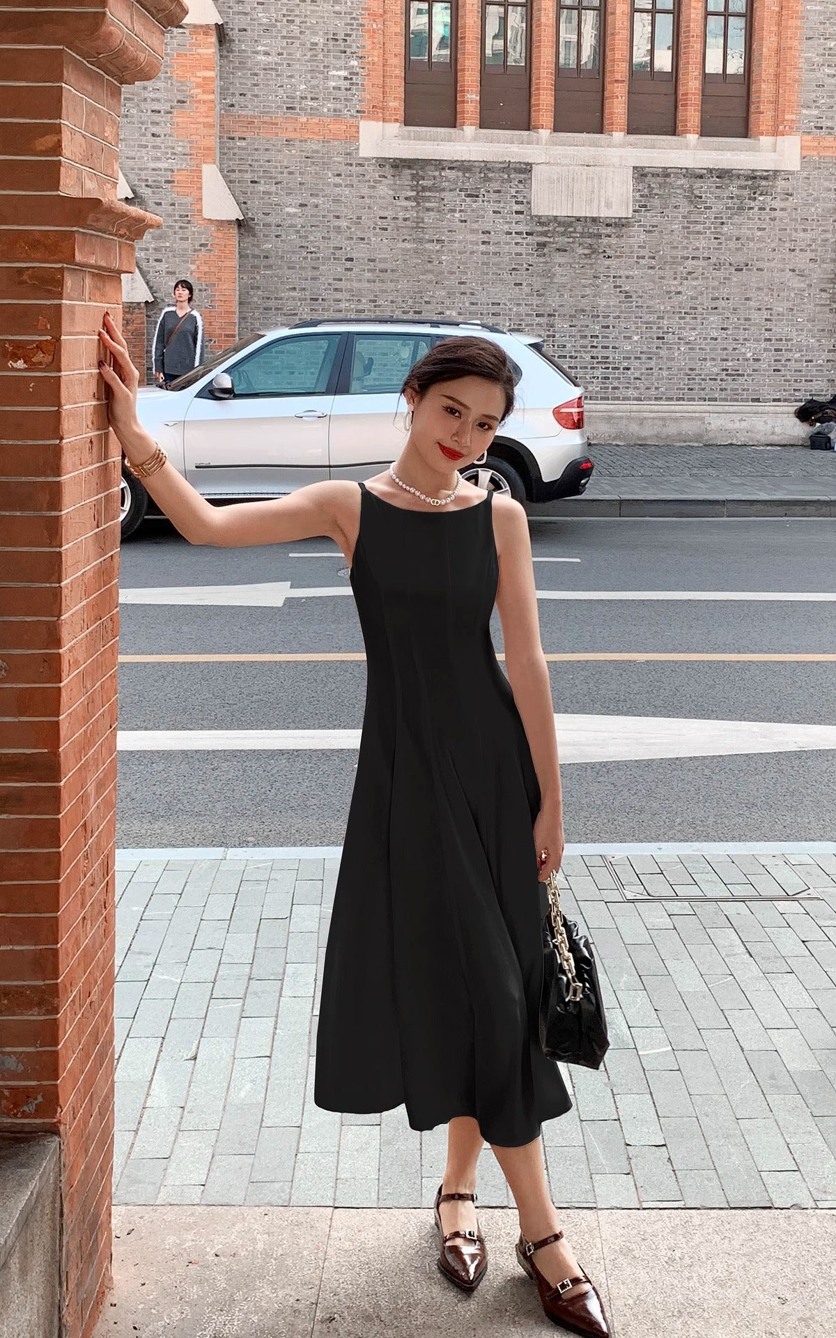 LOVECCR White Suspender Dress White Moonlight off-Shoulder License Slim White Dress Registration Small Dress Birthday Dress Summer