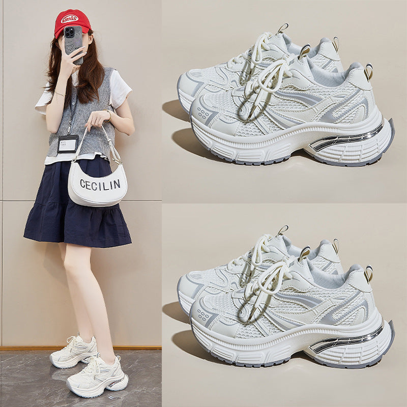 ins Korean version of the new dad shoes girl summer student sports running casual mesh height increase breathable D101