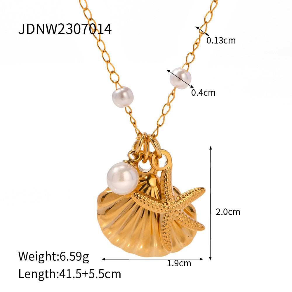 LOVECCR New Marine Series Pearl Accessories New Cross Border Fashion All-Match Starfish Shell Necklace Ornament