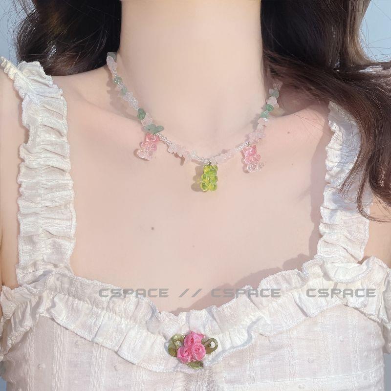 LOVECCR INS Dopamine Color Beaded Necklace New Fashion All-Match Special-Interest Design High Sense Necklace