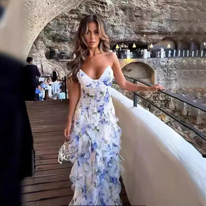 LOVECCR New Spring and Summer Strapless European and American Women's Clothing Fashion Organza Fairy Long Elegant Evening Dress Dress