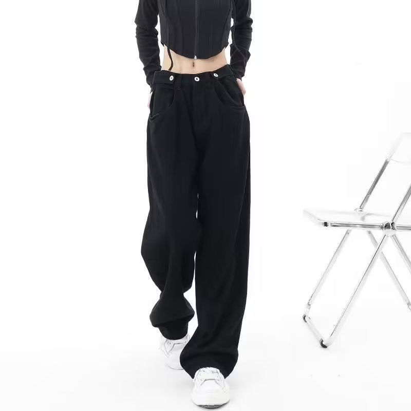 Women's Wide-Leg Pants Japanese Trendy Harajuku Ins Lazy High Waist Autumn Trousers Artistic New Denim Hot Trade