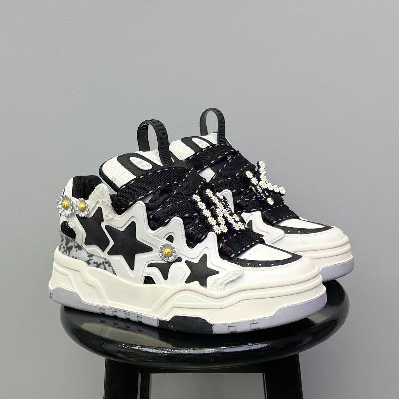 loveccr Cream Beige XINGX Bread Shoes Men's and Women's National Fashion New Thick Bottom Couple Sneakers Song Yaxuan Same Shoes