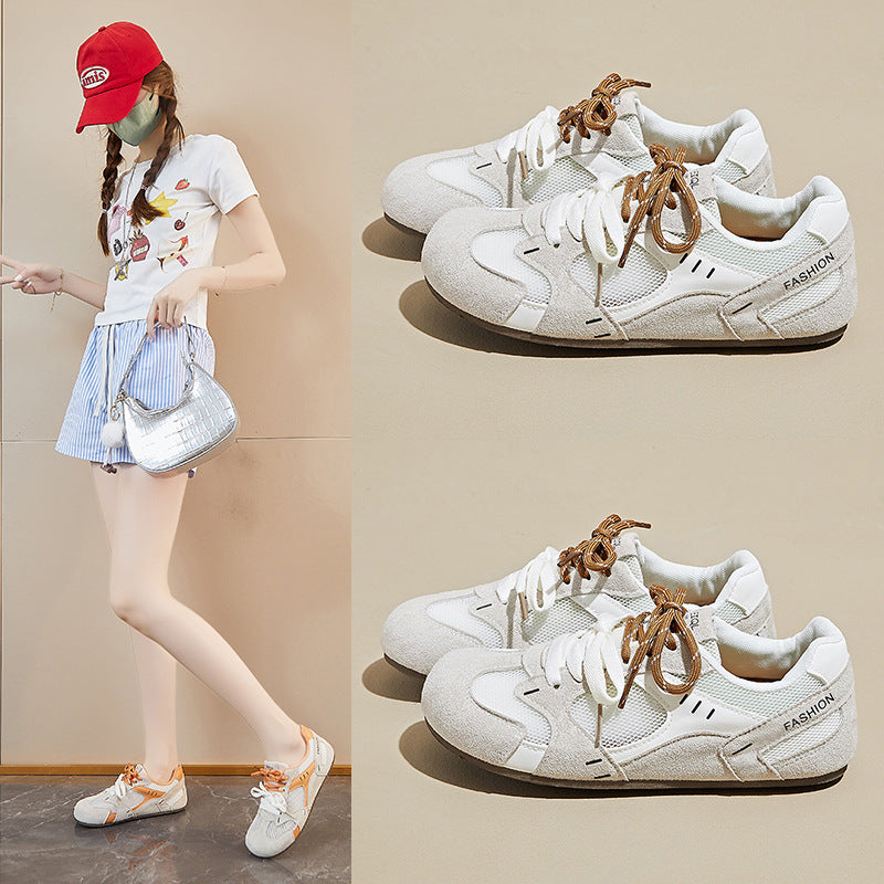 ins Korean version of the new lightweight German training little white shoes for women summer mesh breathable student flat bottom casual F128