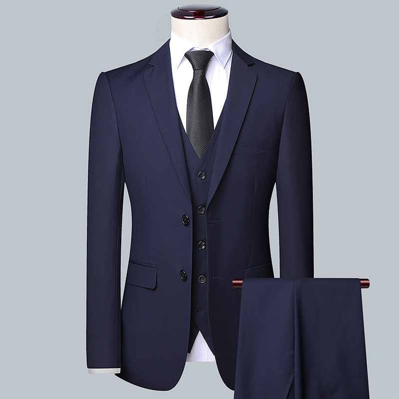 LOVECCR Men's Suit Set Three-Piece Korean Slim Suit Men's Business Professional Formal Wear Best Man Groom Wedding Suit