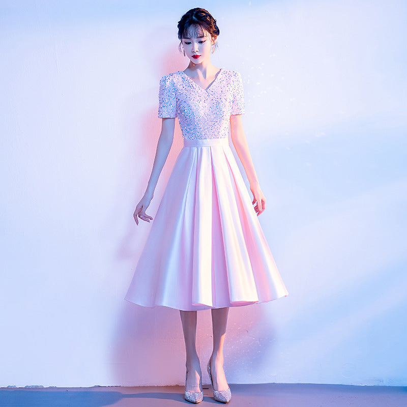LOVECCR Adult Choir Performance Costume Female Dress Student Art Exam Host Formal Dress Recitation Command Costume Elegant Blue