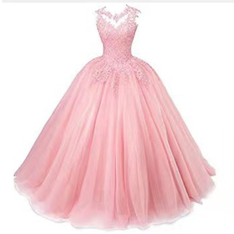 LOVECCR Cross-Border Foreign Trade Evening Dress Blue New Elegant Student Art Exam Dress Women's Long Bel Canto Solo Performance