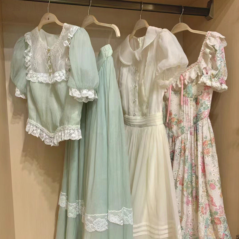 LOVECCR Guangzhou Thirteen Rows New Dress Sweet Puff Sleeve Princess Dress Brand Women's Dress Wholesale Supply