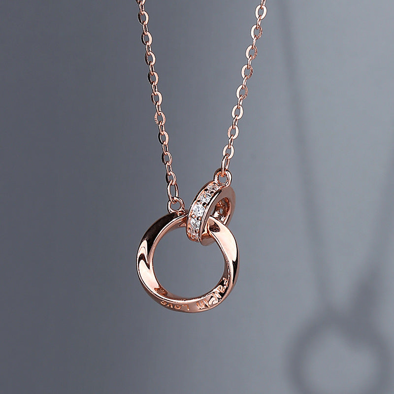 Shiai Sterling Silver Necklace 999 Pure Silver Mobius Strip Couple's Light Luxury Minority Sense Valentine's Day Gift