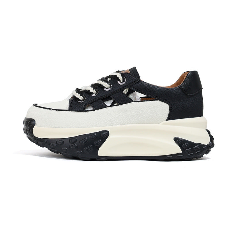 loveccr Small Casual Shoes for Women Summer New Versatile Thick Bottom Hollow out Dad Shoes Fashion Retro Sneaker
