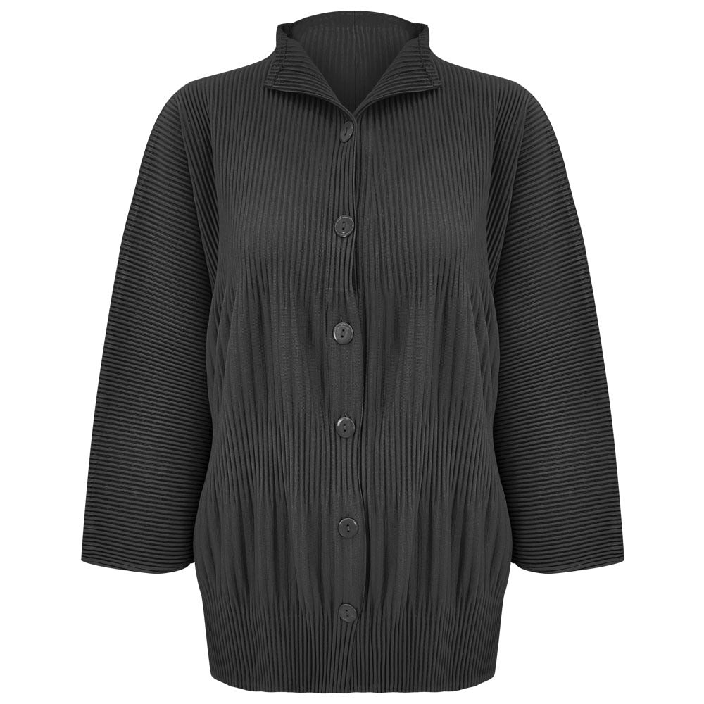 spring new thickened single-breasted shirt women's solid color pleated loose casual style with long-sleeved top