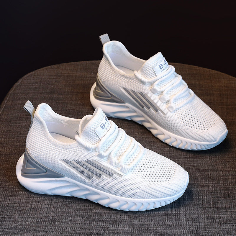 loveccr Sneaker New Women's Spring and Summer Mesh Breathable Casual White Shoes Ins Hidden Heel Women's Shoes
