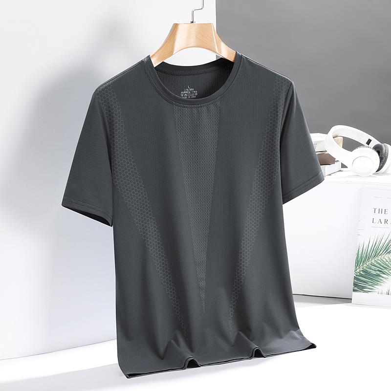 Daddy's Short Sleeve T-shirt Men's New Ice Silk Slip Loose Breathable Summer Thin T-shirt for Middle-Aged and Elderly People