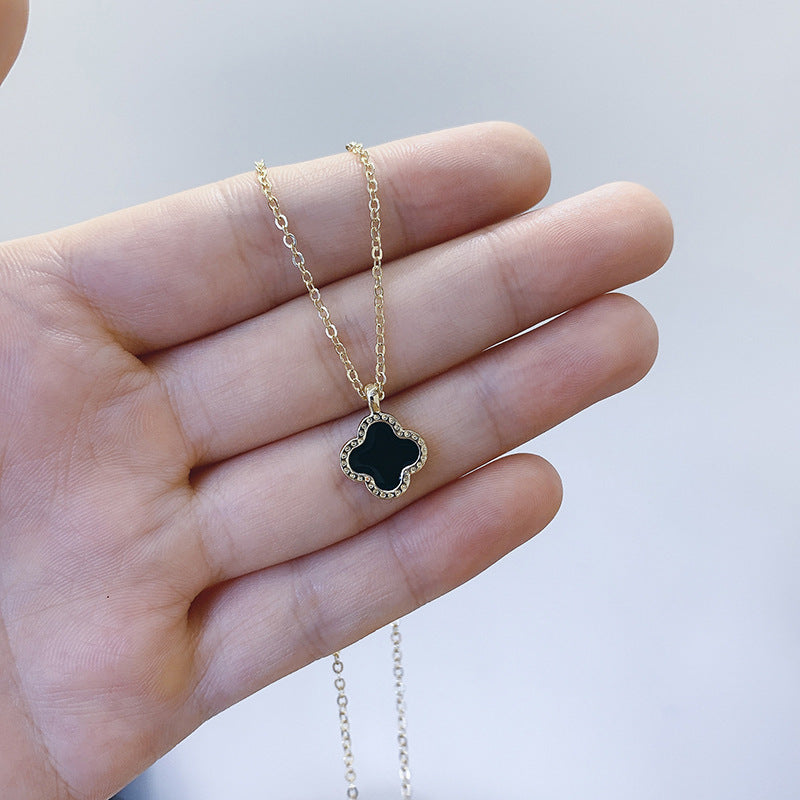 Clover Necklace for Women Korean Style Elegant Simple and Fashionable Summer Wild Clavicle Chain Accessories Girlfriends Jewelry