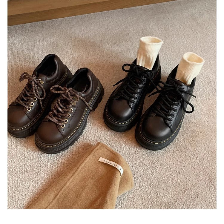 2025 Cowhide version~ Grape mother new classic lace-up loafers round head versatile single shoes low heel derby small leather shoes women