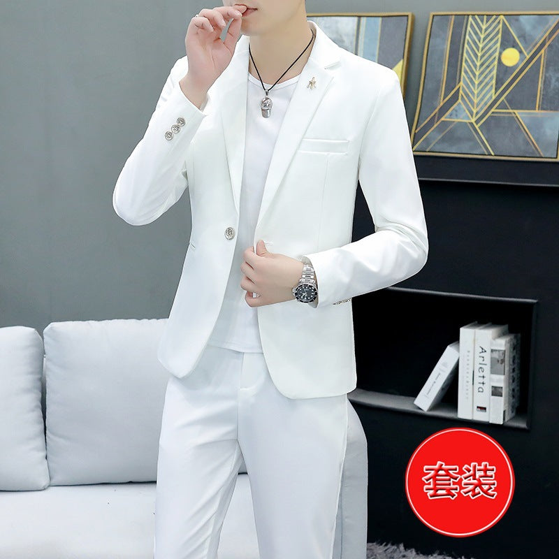 LOVECCR Suit Men's One Suit Matching Summer Korean Style Trendy Fashion Dress 3/4 Sleeve Non-Ironing Casual Small Suit