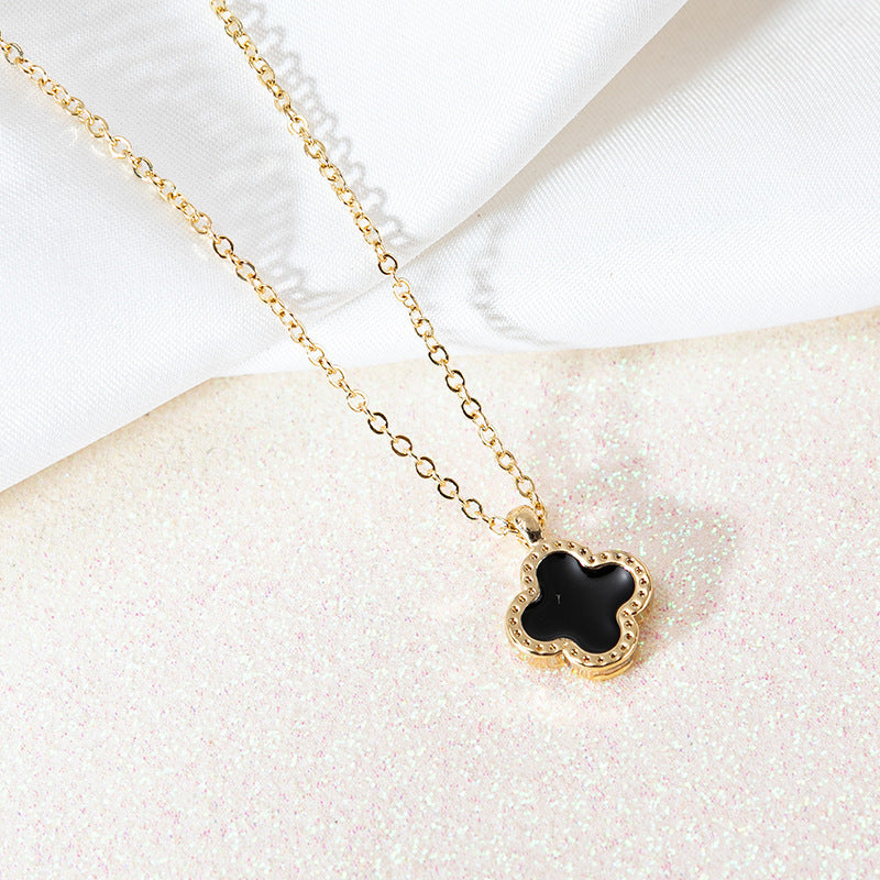 Clover Necklace for Women Korean Style Elegant Simple and Fashionable Summer Wild Clavicle Chain Accessories Girlfriends Jewelry