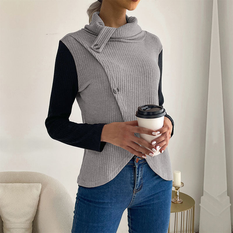 LOVECCR Hot New Hot Trade Splicing Top 2025 Casual Women's Autumn Long Sleeve Pullover Knitted Sweater