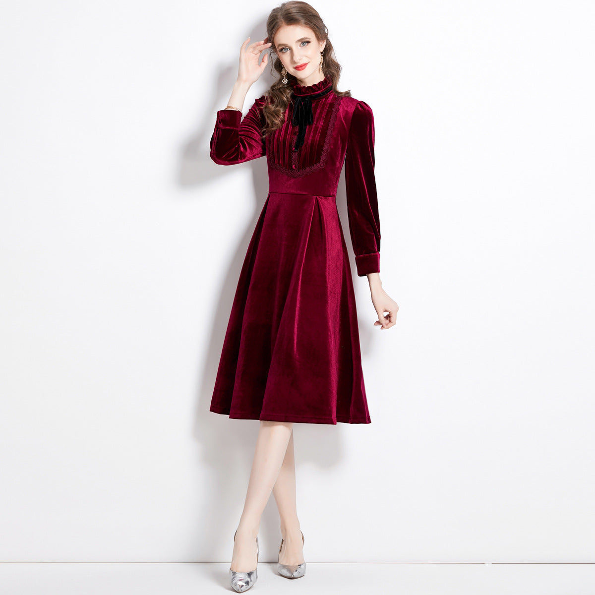 Popularan Station Velvet Dress 2025 Autumn and Winter New Temperament Celebrity Premium Textured Banquet Evening Dress Women