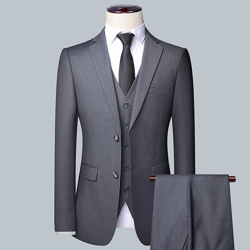 LOVECCR Men's Suit Set Three-Piece Korean Slim Suit Men's Business Professional Formal Wear Best Man Groom Wedding Suit