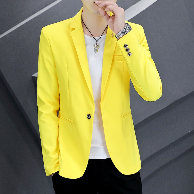 LOVECCR Suit Men's One Suit Matching Summer Korean Style Trendy Fashion Dress 3/4 Sleeve Non-Ironing Casual Small Suit