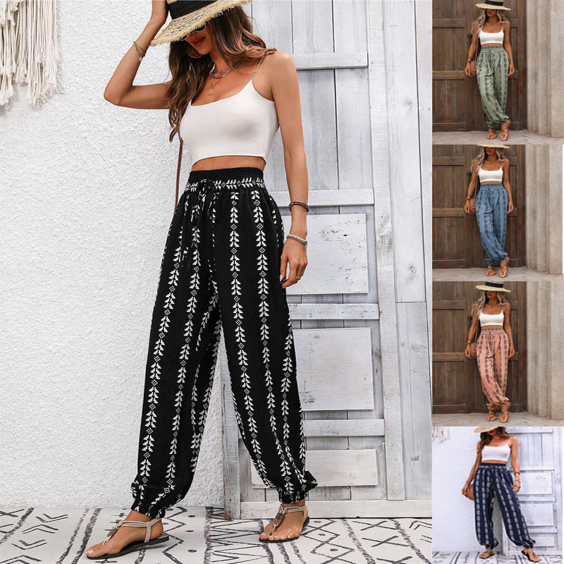 2025 Tiktoktemu women's clothing spring and summer new versatile grid wide-leg bloomers casual pants
