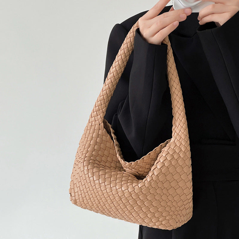 loveccr Niche Women Bag Hand-Woven Lunch Box Bag High-Grade Underarm Bag Women's Bag Cross-Border Portable Shoulder Bag