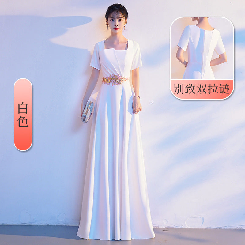 LOVECCR Red Chorus Group Costume Female Dress Modern Elegant Graceful Chorus Costume Summer Long Evening Dress