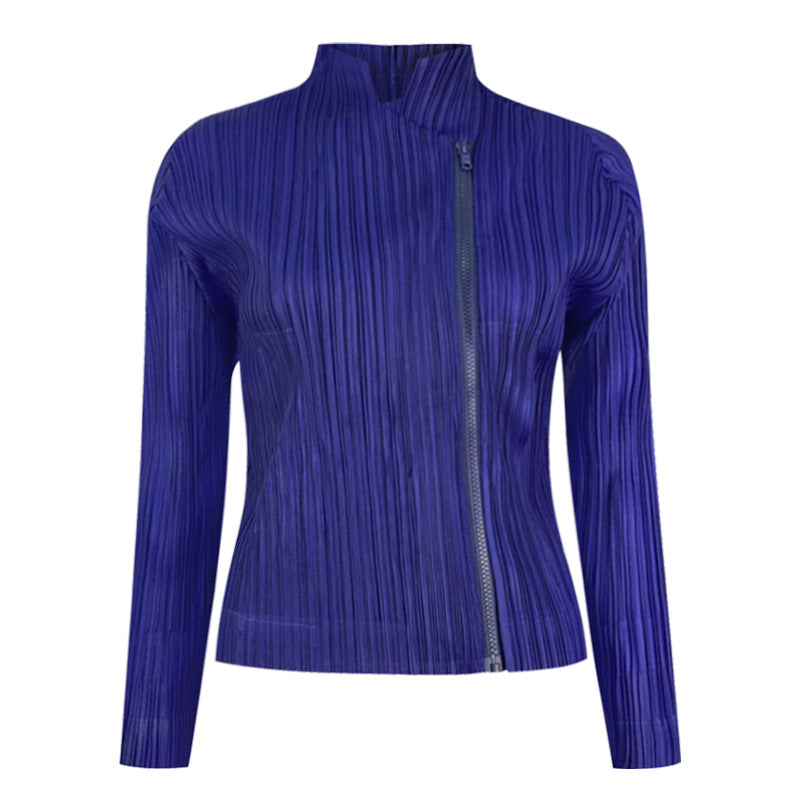Miyake new women's clothing spring niche design short jacket loose fashion slim top women's zipper