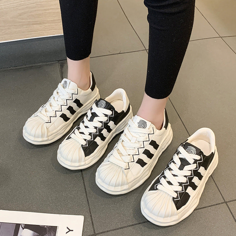 loveccr Shell Toe Dissolved Bottom White Shoes for Women Spring and Autumn New Student Casual Sneaker Fashion All-Matching Sneakers Fashion
