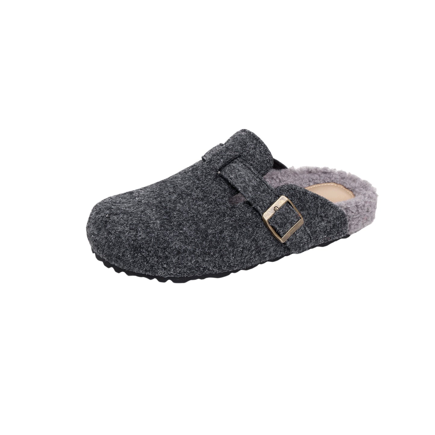 2025 2025 autumn new fashionable non-slip warm velvet inner height increase fluff half drag outer wear thick-soled Birkenstock women's shoes autumn