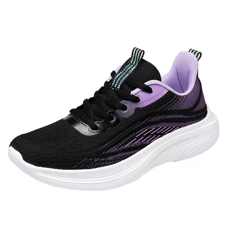 loveccr Flying Woven Women's Shoes Spring Mesh Sneaker Soft Bottom Lightweight Student Running Shoes Breathable Casual Shoes Cross-Border