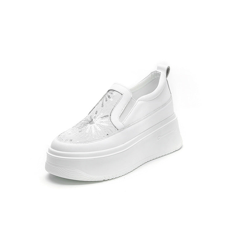 loveccr White Shoes for Women New Korean Style Heightened Sneakers Pumps Spring and Autumn Casual White Women's Shoes