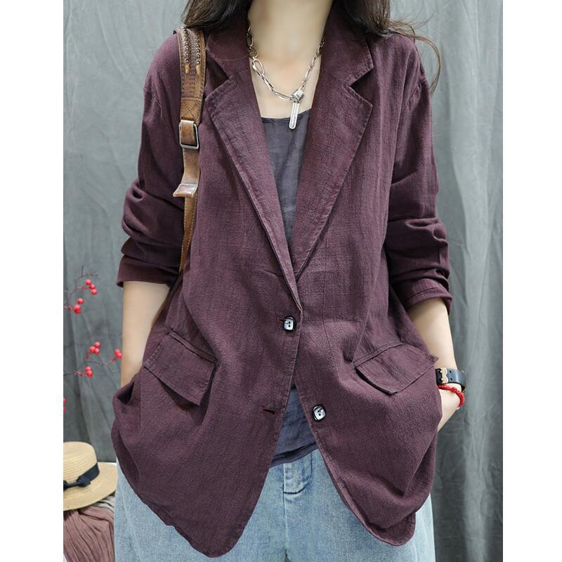 popular autumn new retro old fried color linen jacket loose personality Popular style versatile long sleeve thickened suit