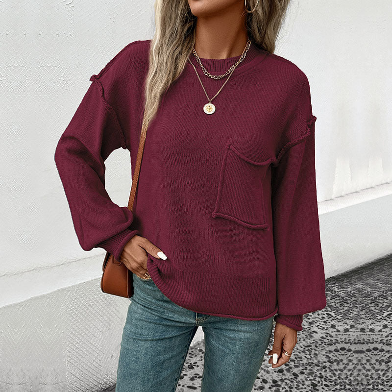 LOVECCR women's Hot autumn and winter sweater women's long-sleeved crew neck 2025 new casual loose knitted sweater