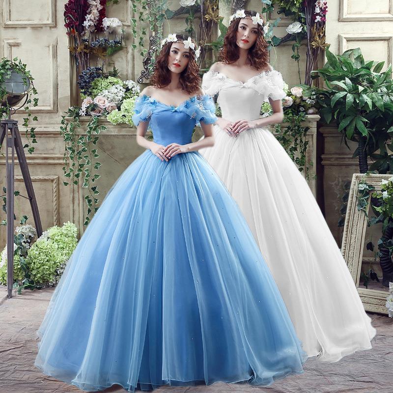 LOVECCR Cinderella Escape Series Dress Summer Foreign Trade Blue Simple Fashion Photography Art Exam Performance Colored Mesh