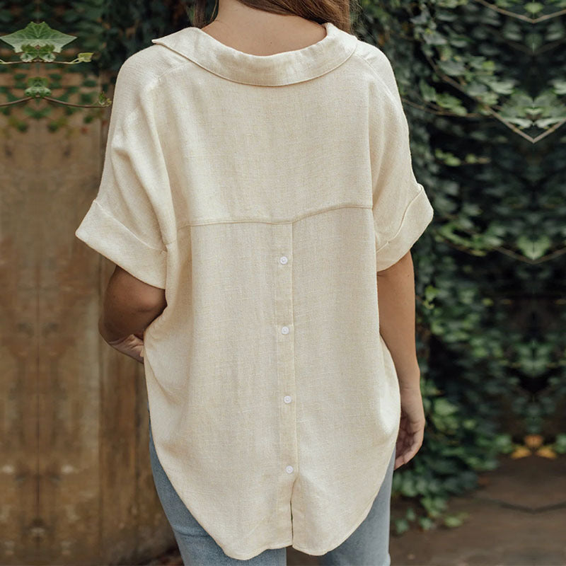 LOVECCR popular summer new 2025 women's casual and comfortable shirt top temu popular cotton and linen basic shirt women