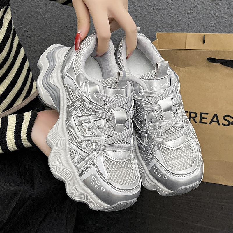 loveccr Platform Dad Shoes Women's Breathable Mesh Summer New HOTan Goods Ins Internet Celebrity Versatile Casual Sneaker Fashion