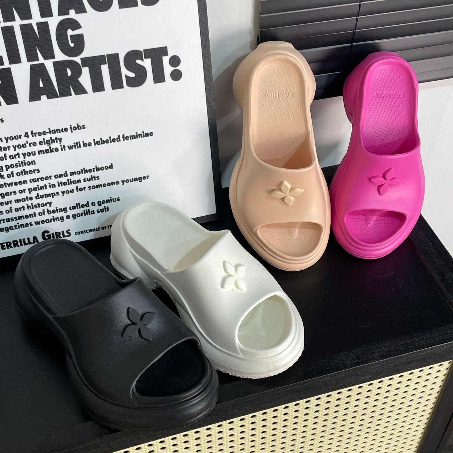 Cruciate Flower Platform Slippers Women's Summer Wear New Eva Deodorant Increased Casual All-Matching Fashion 7cm