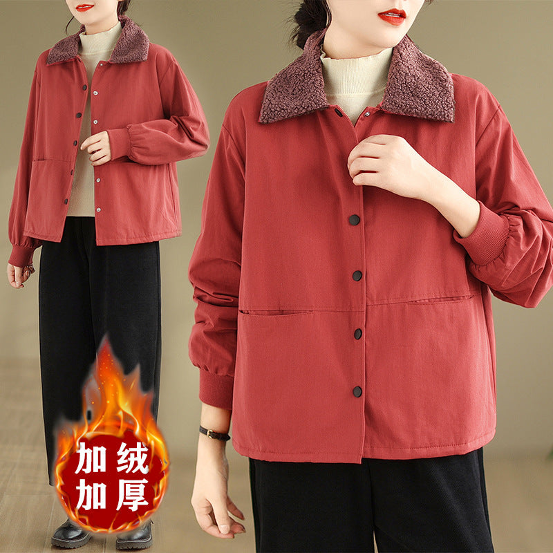 popular winter new Korean version trial fashion age reduction Popular style loose large size covered meat lamb wool retro velvet short outside