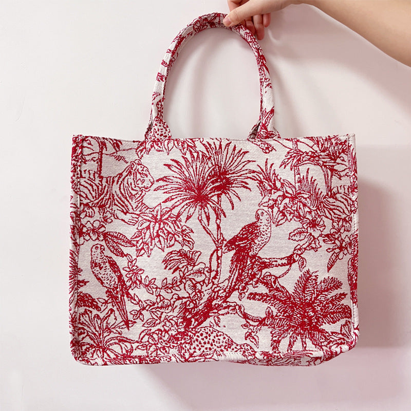 loveccr Women's Handbag Tiger Embroidered Tote Bag Cross-Border Guangzhou High Quality Commuter Pearl Shoulder Bag Wholesale