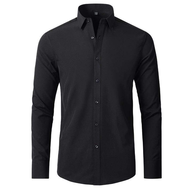 Cross-Border Full Elastic Force Shirt Men's Shirt Non-Ironing Anti-Wrinkle Foreign Trade Simple Business Thin Shirt Men