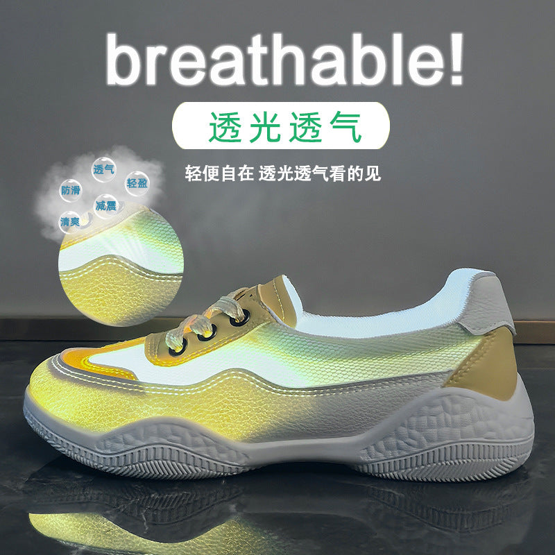 summer little white shoes new Korean version ins female students height increase mesh breathable board shoes casual street shot HY128