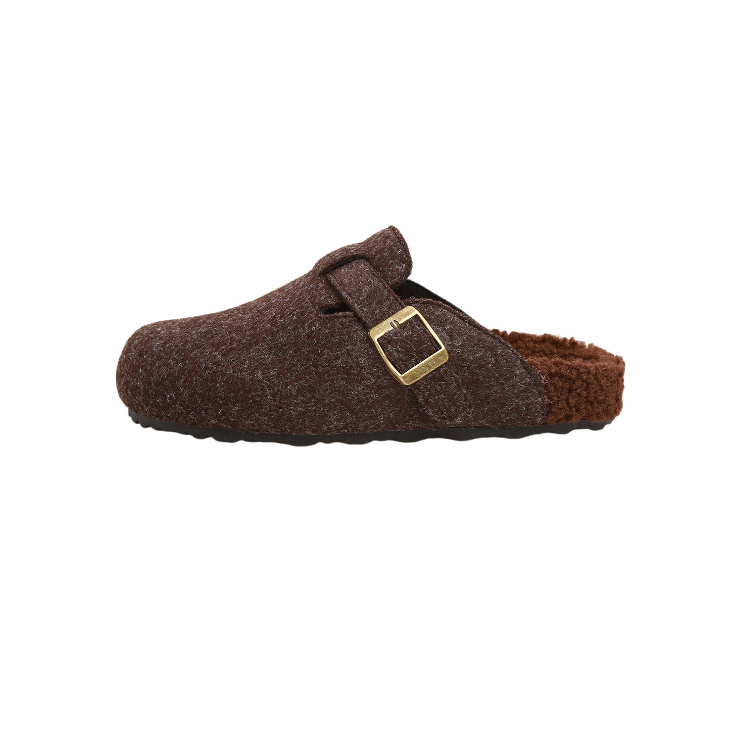 2025 2025 autumn new fashionable non-slip warm velvet inner height increase fluff half drag outer wear thick-soled Birkenstock women's shoes autumn