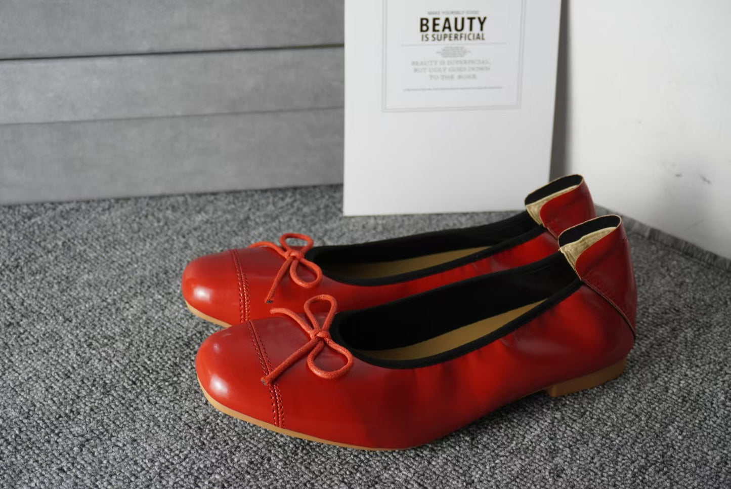 2025 X spot cowhide version~ 2025 spring new bow gentle wind ballet one pedal women's single shoes