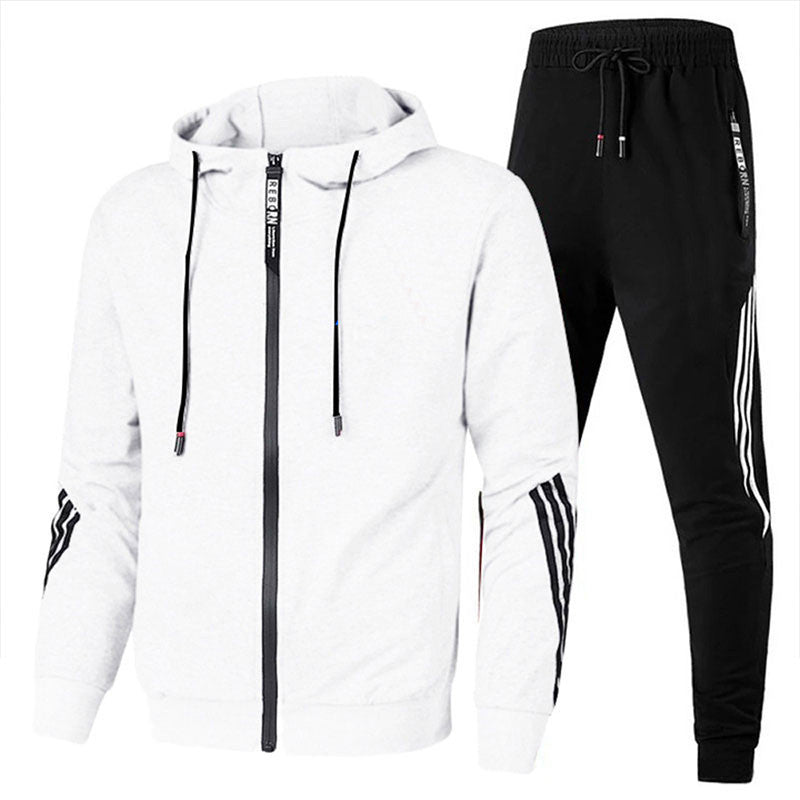 Cross-Border New European and American Men's Casual Sports Suit Fashion Zipper Jacket Men's and Women's Running Sports Suit