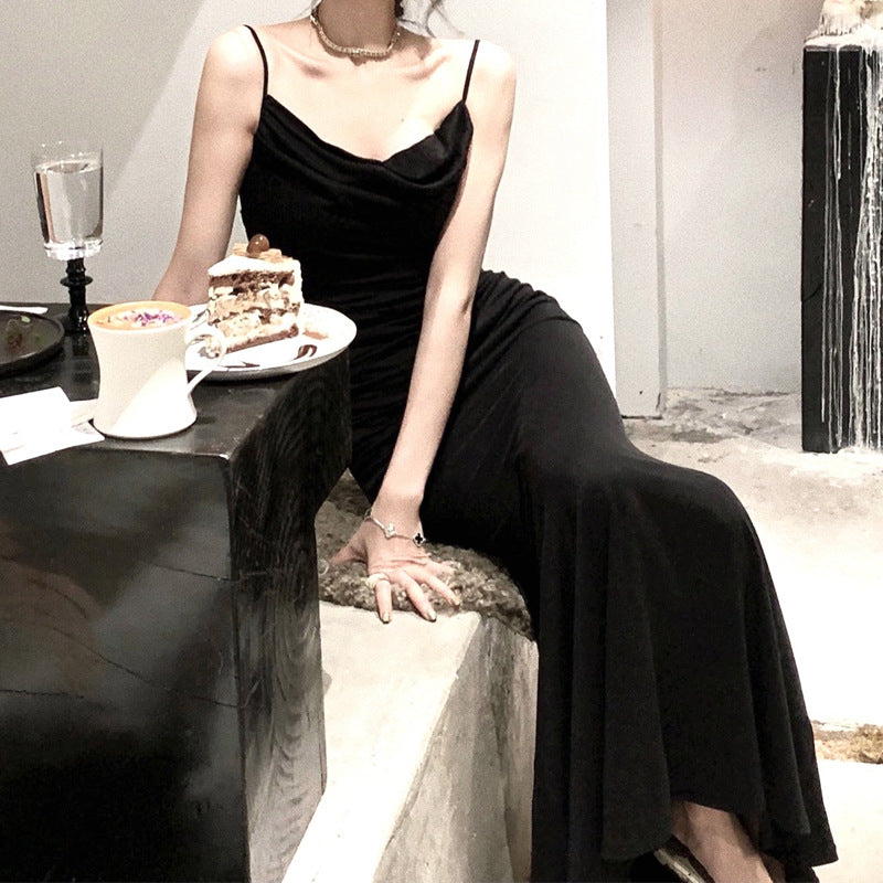 LOVECCR Jinqian White Strap Dress Women's Spring and Summer New Elegant Adult Lady like Woman Style Sheath Long Skirt Swing Collar Fashion