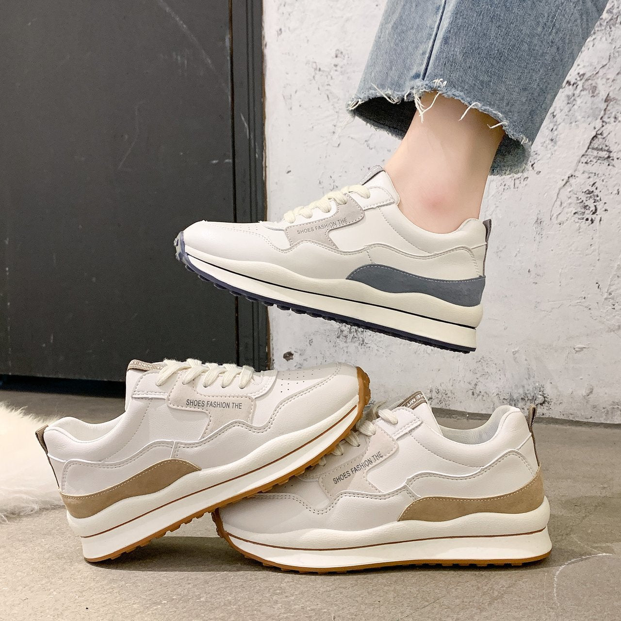 loveccr Sneaker Female Spring New Breathable Low Top Flat Size 41 Pumps Female Lace-up Casual Shoes Tide Cortez
