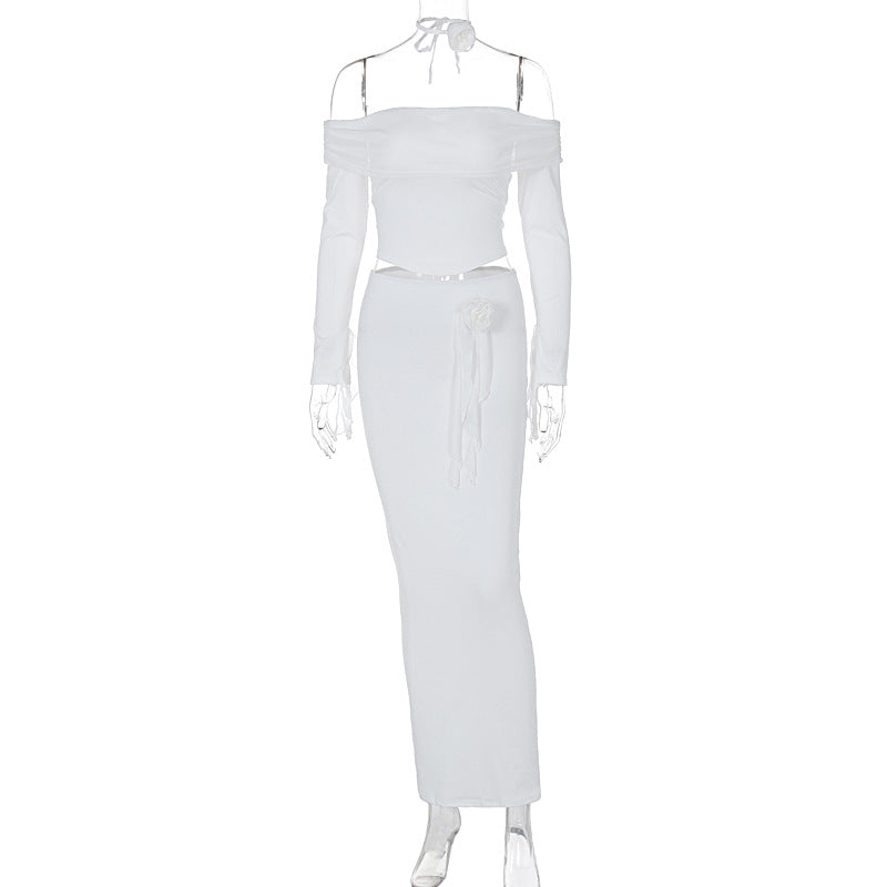 LOVECCR foreign trade cross-border women's clothing Hot summer new fashionable and sexy tube top off-the-shoulder top long skirt set